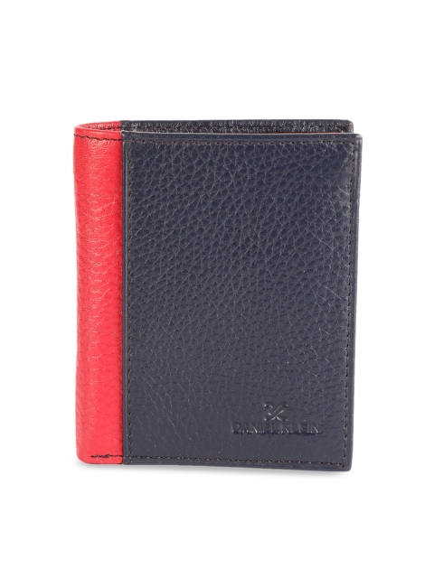 

Daniel Klein Men Red & Navy Blue Textured Two Fold Wallet