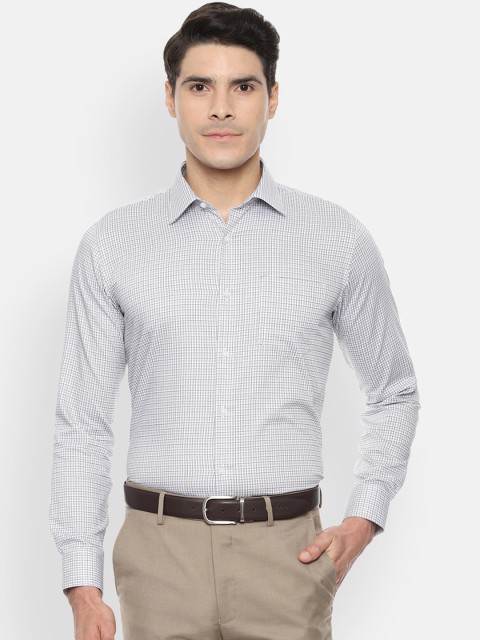 

Van Heusen Men Grey & White Slim Fit Checked Formal Shirt