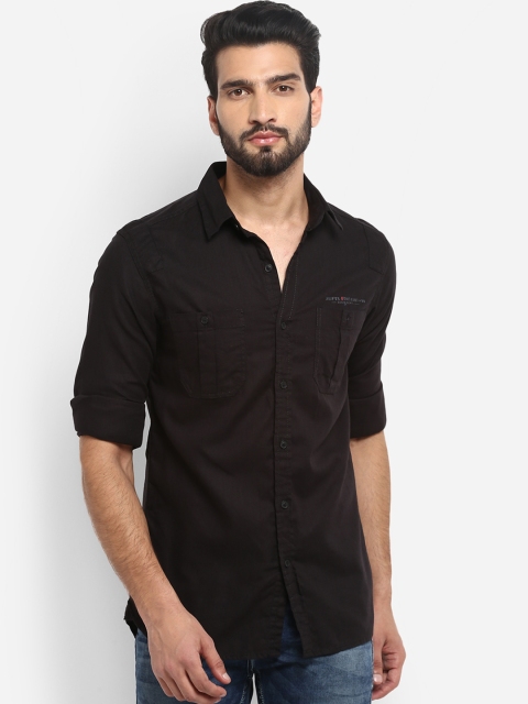 

Mufti Men Black Solid Slim Fit Casual Shirt