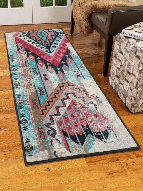 

RUGSMITH Multicoloured Printed Anti-Skid Floor Runner, Multi