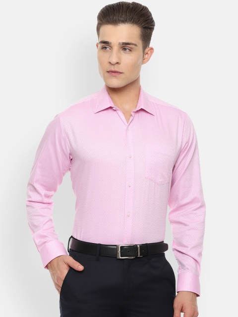 

Van Heusen Men Pink Regular Fit Self Design Formal Shirt