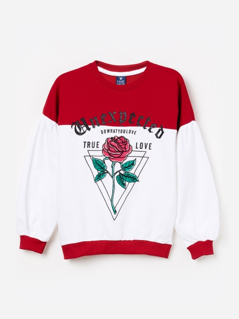 

Fame Forever by Lifestyle Girls White & Red Colourblocked Sweatshirt