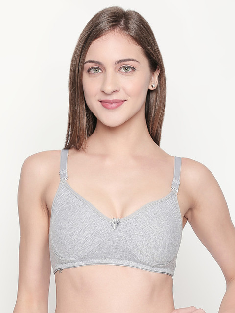 

Lady Love Grey Solid Non-Wired Non Padded Everyday Bra LLBR8083