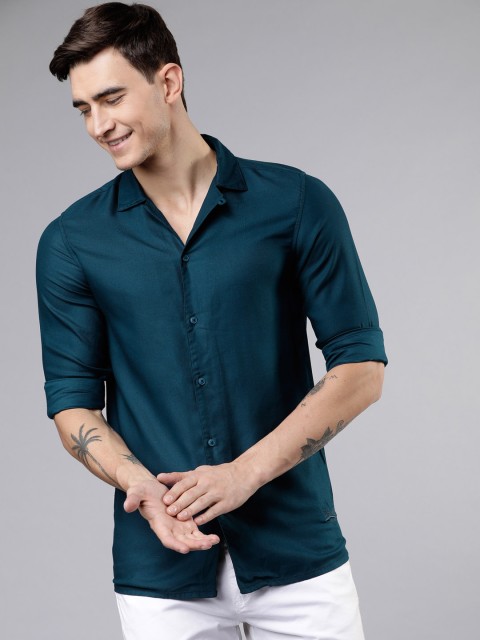 

Ecko Unltd Men Teal Green Slim Fit Solid Casual Shirt