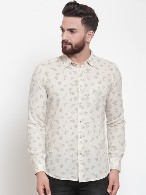 

Global Republic Men Khaki Regular Fit Printed Casual Shirt