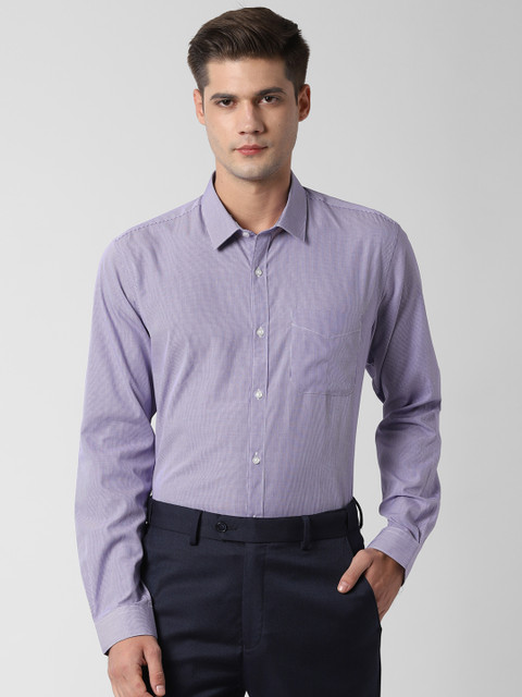 

Peter England Men Purple & White Checked Regular Fit Formal Shirt
