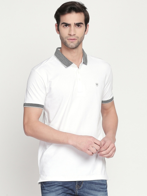 

Mufti Men White & Grey Solid Polo Collar T-shirt