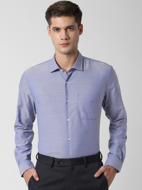 

Peter England Men Blue Slim Fit Self Design Formal Shirt