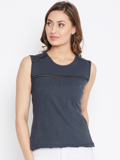 

JUMP USA Women Navy Blue Solid Top