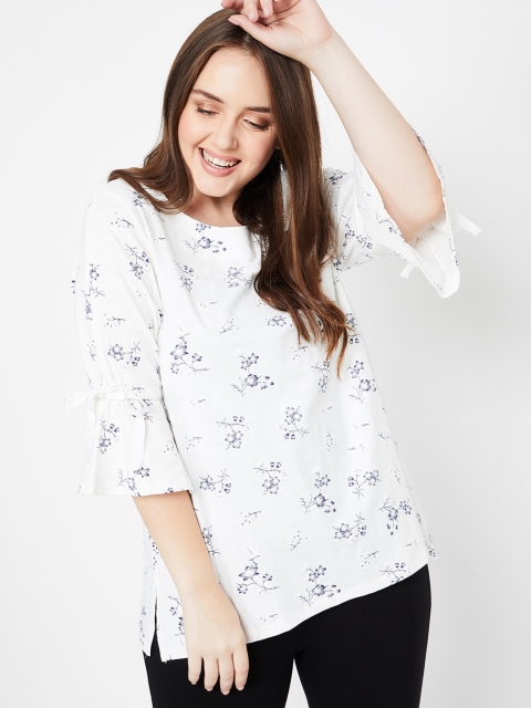 

nexus Plus Size Women Off-White Printed Top