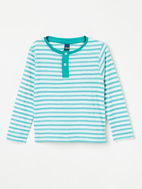 

Juniors by Lifestyle Boys Sea Green & White Striped Henley Neck T-shirt