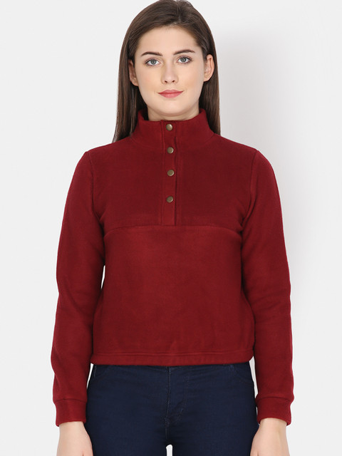

Yaadleen Women Maroon Solid Sweatshirt