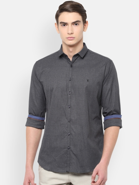 

V Dot Men Grey Slim Fit Solid Casual Shirt