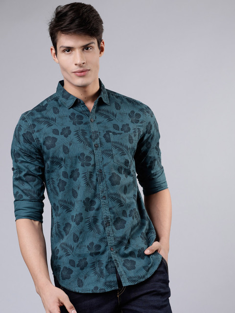

Ecko Unltd Men Teal Green & Black Slim Fit Printed Casual Shirt