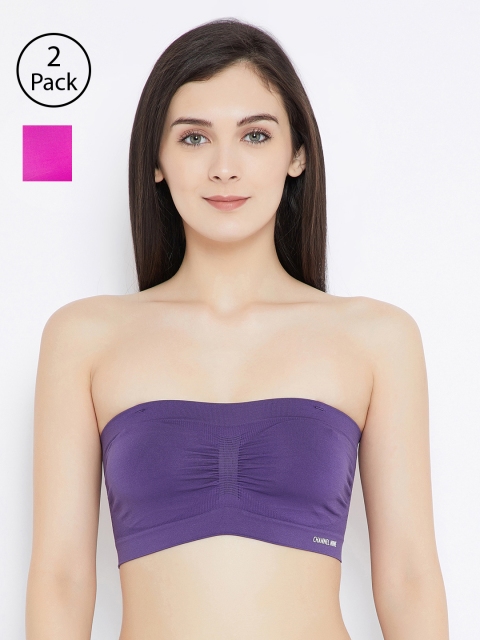 

C9 AIRWEAR Pack of 2 Solid Non-Wired Non Padded Bandeau Bras P2311, Fuchsia
