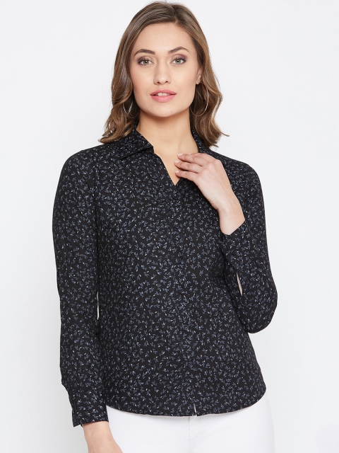 

JUMP USA Women Black & Blue Printed Regular Fit Casual Shirt