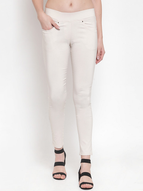 

Westwood Women Beige Skinny Fit Solid Jeggings