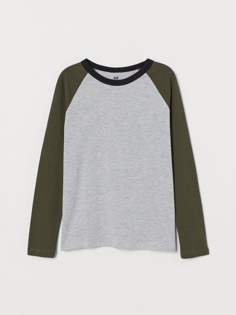 

H&M Kids Grey & Green Solid Jersey Top