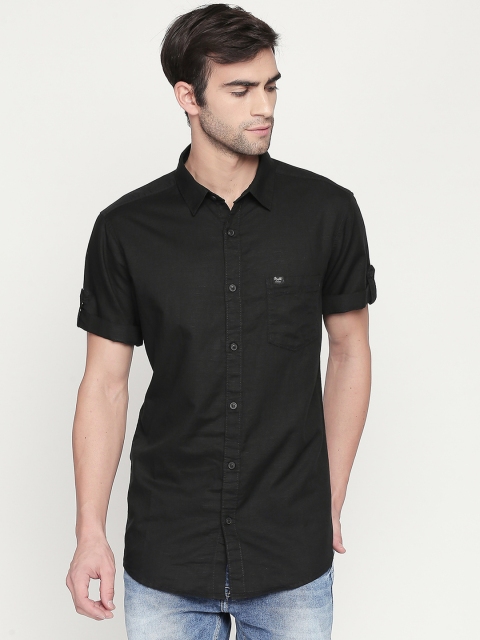 

Mufti Men Black Solid Slim Fit Casual Shirt