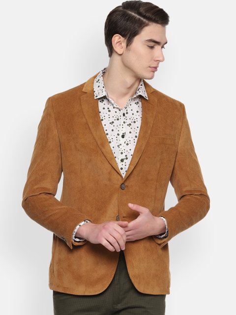 

Van Heusen Sport Men Mustard Yellow Self-Design Slim-Fit Single-Breasted Blazer