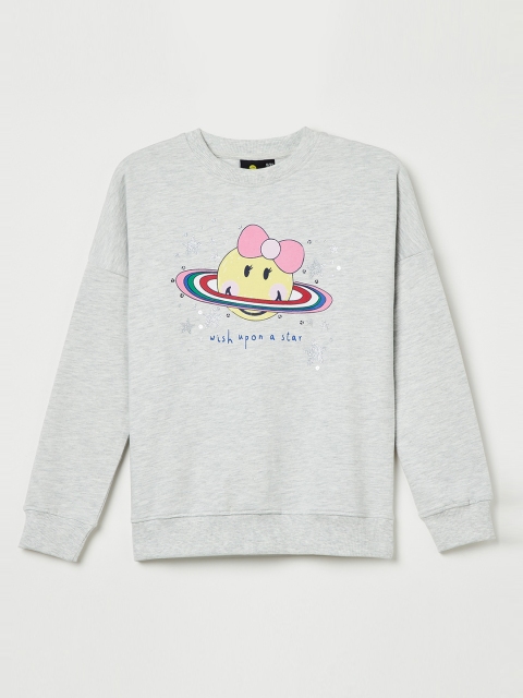 

Smiley World Girls Grey & Pink Printed Sweatshirt