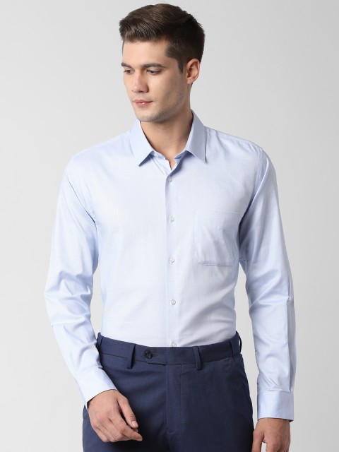 

Peter England Men Blue & White Regular Fit Self Design Formal Shirt