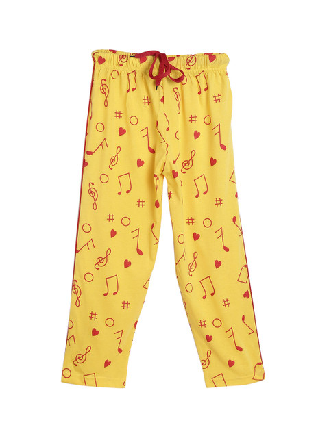 

SWEET ANGEL Kids Yellow & Red Printed Straight-Fit Lounge Pants