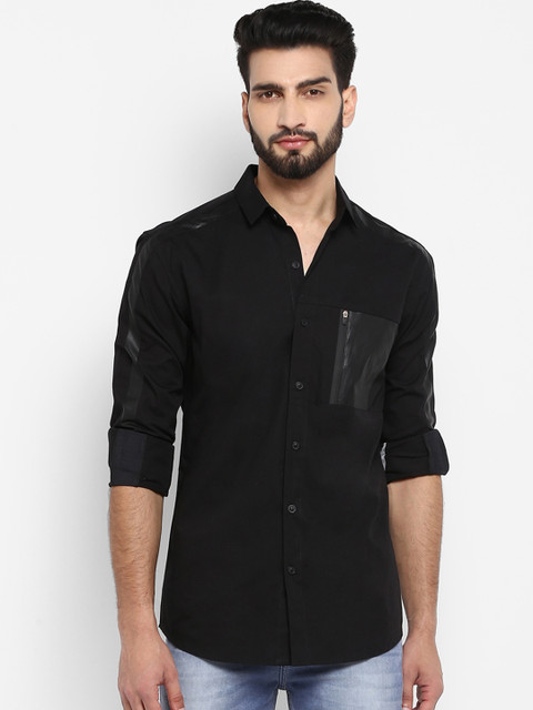 

Mufti Men Black Solid Slim Fit Casual Shirt