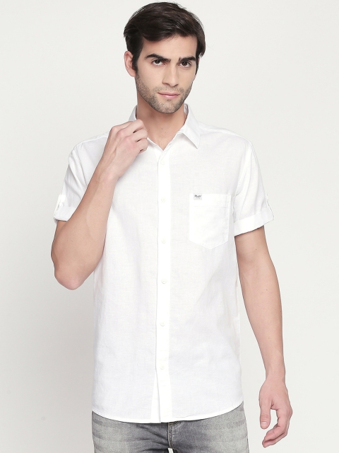 

Mufti Men White Solid Slim Fit Casual Shirt