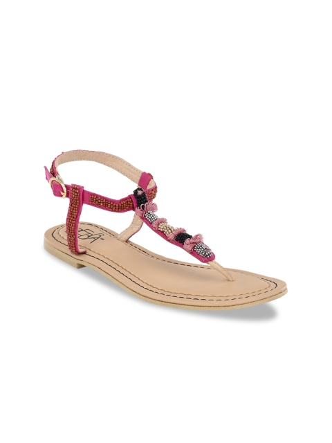 

Zebba Women Pink Embellished T-Strap Flats