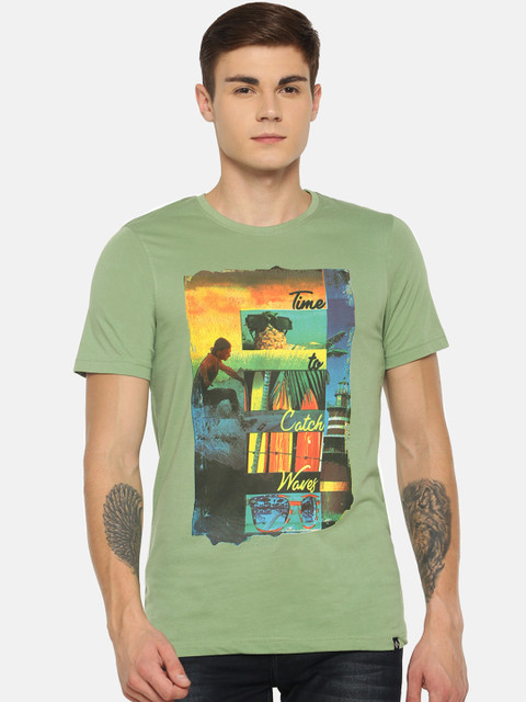 

Dollar Bigboss Men Green & Blue Printed Round Neck T-shirt