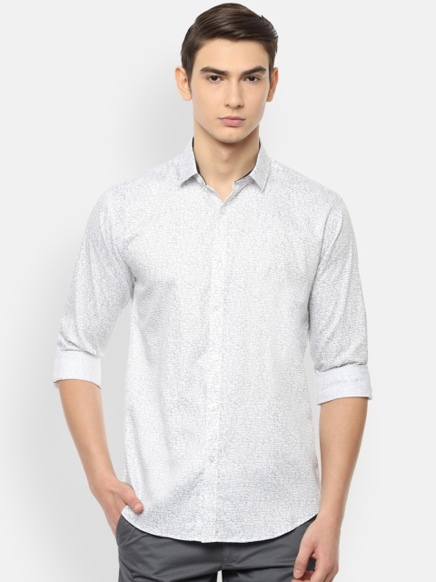 

V Dot Men White & Grey Slim Fit Printed Casual Shirt