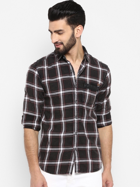 

Mufti Men Coffee Brown & White Checked Slim Fit Casual Shirt