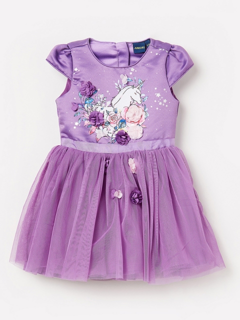 

Juniors by Lifestyle Girls Printed Purple Fit and Flare Dress