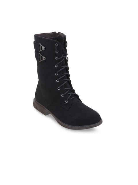 

SHUZ TOUCH Women Black Solid High-Top Heeled Boots