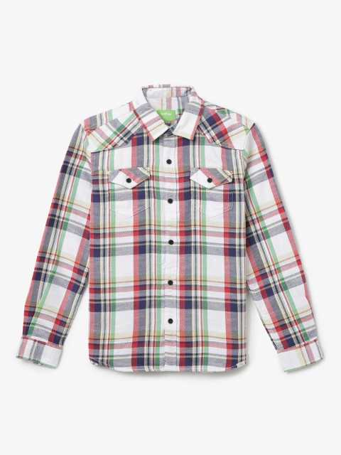 

Bossini Boys White Regular Fit Checked Casual Shirt