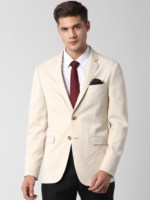

Peter England Men Beige Solid Slim-Fit Single-Breasted Blazer
