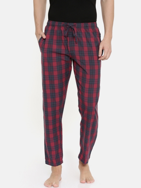 

Joven Men Red & Charcoal Grey Checked Lounge Pants