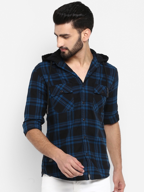 

Mufti Men Blue & Black Checked Slim Fit Casual Shirt