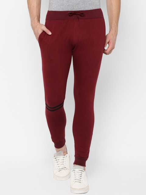 

Urbano Fashion Men Maroon Solid Pure Cotton Slim-Fit Joggers