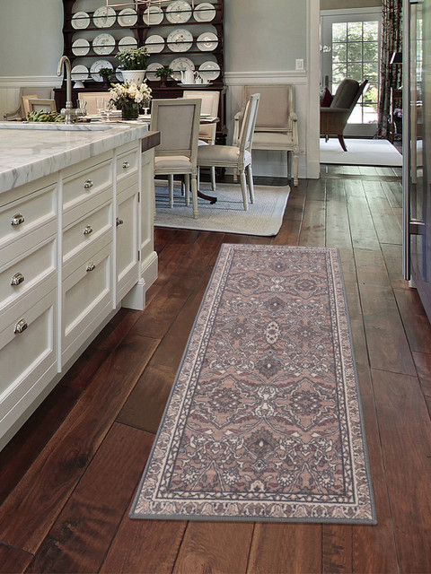 

RUGSMITH Blue & Grey Patterned Anti-Skid Floor Runner, Beige