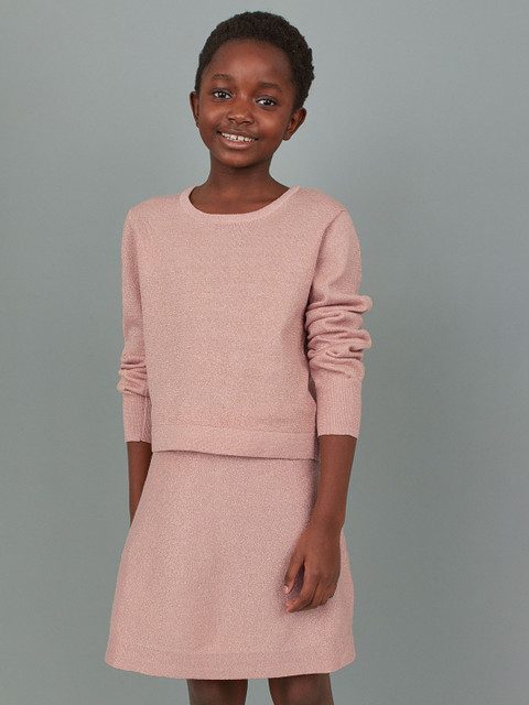 

H&M Girls Pink Solid Fine-Knit Jumper