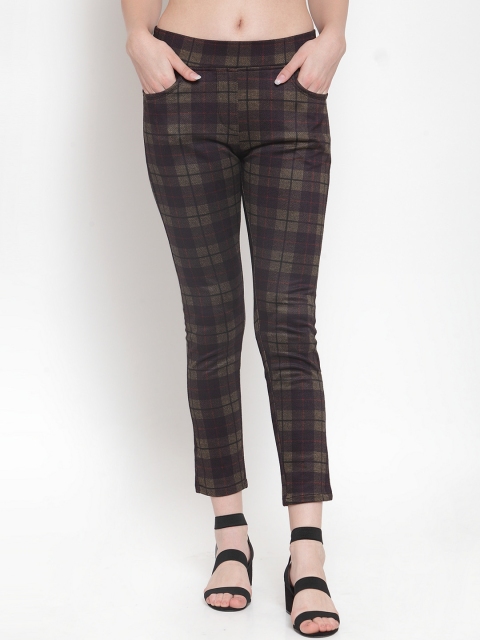 

Westwood Women Green & Purple Loose Fit Checked Cigarette Trousers
