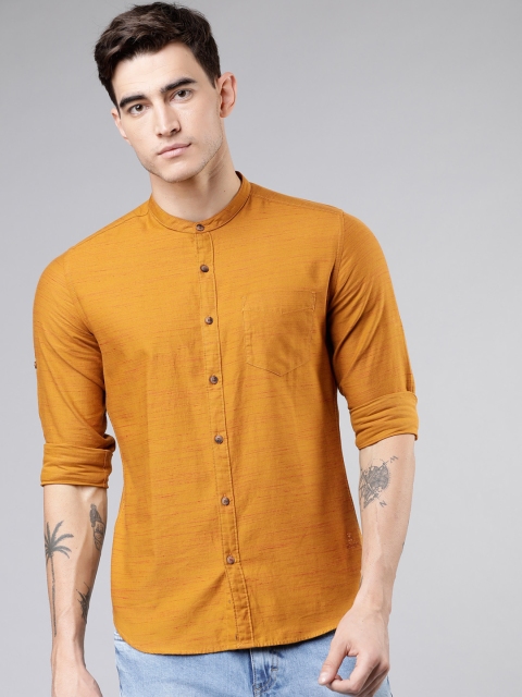 

Ecko Unltd Men Mustard Yellow Slim Fit Solid Casual Shirt