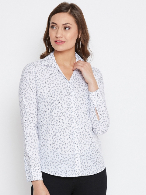 

JUMP USA Women White & Blue Printed Regular Fit Casual Shirt