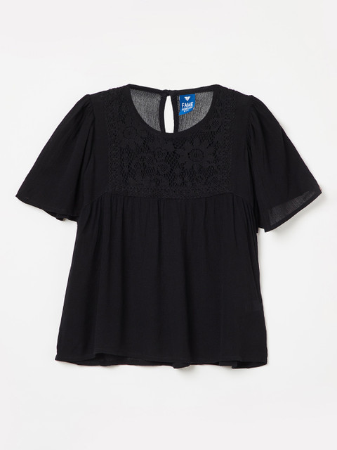 

Fame Forever by Lifestyle Girls Black Self Design A-Line Top