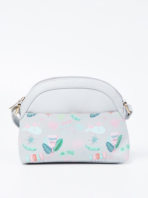 

Ginger by Lifestyle Women Grey & Green Printed Sling Bag