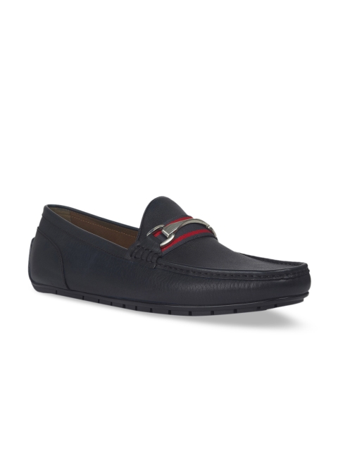 

ALDO Men Navy Blue Leather Horsebit Loafers