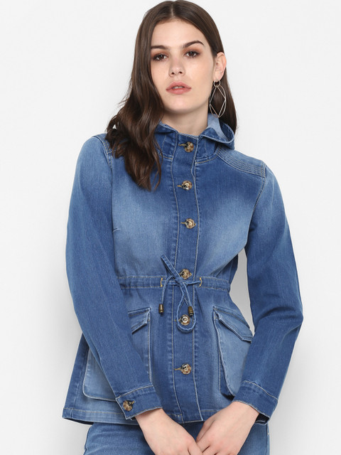 

FOSH Women Blue Solid Jacket