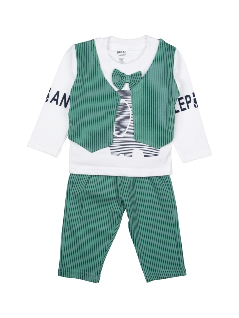 

MeeMee Boys White & Green Striped T-shirt with Pyjamas